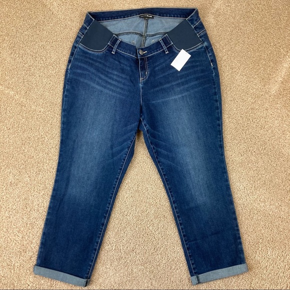 Indigo Blue Side Panel Crop Maternity Jeans NWT Z - Picture 1 of 16